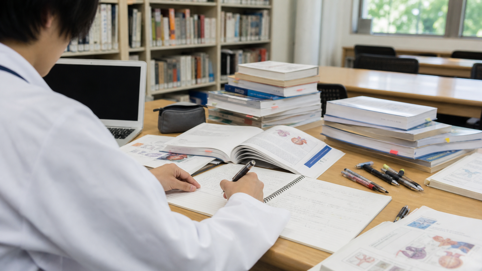 医学部の勉強量をイメージした医学生の学習風景
